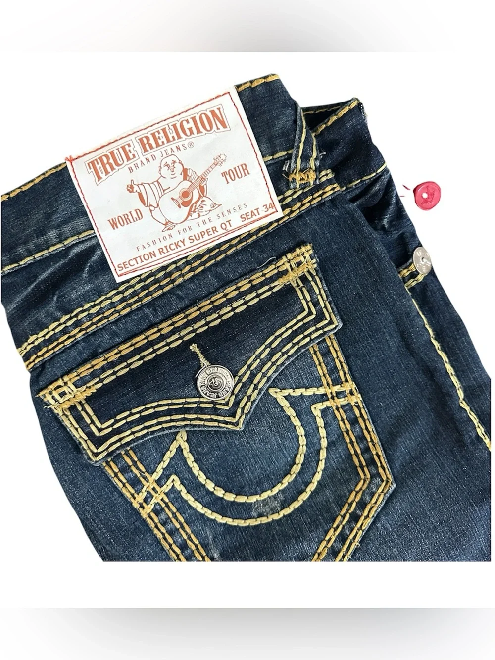 NWT VTG True Religion Ricky Super QT Thick Stitch Men's Jeans Size 38 RARE Y2K